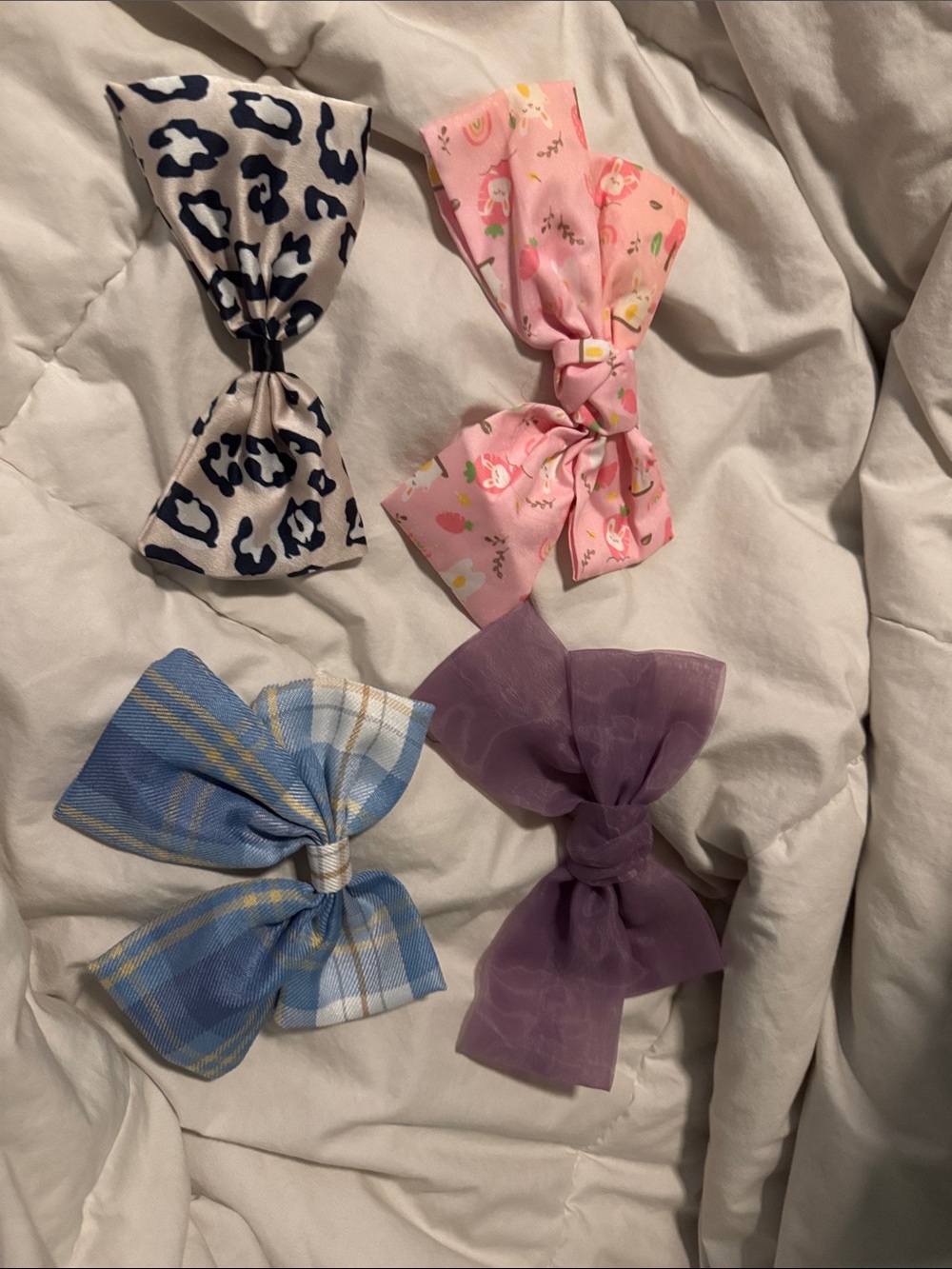 Girls' Bow Hair Clips - Multi-Color Set (Pink, Blue, Purple, Cream)